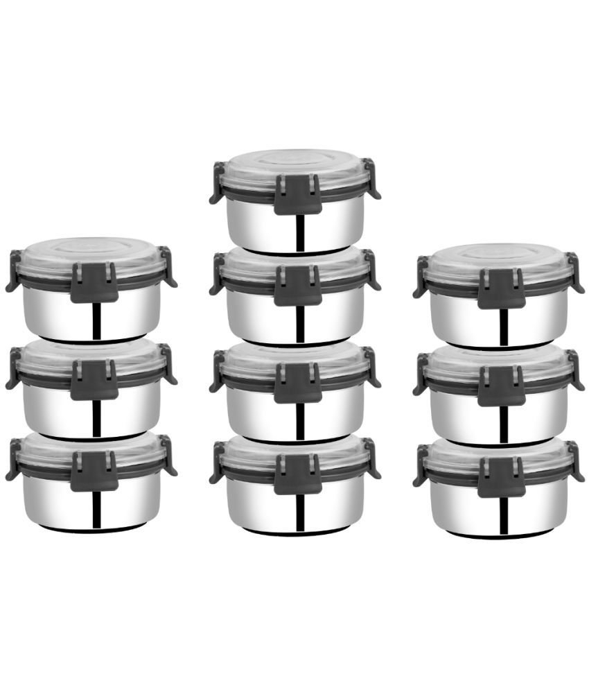     			BOWLMAN Smart Clip Lock Steel Grey Food Container ( Set of 10 )