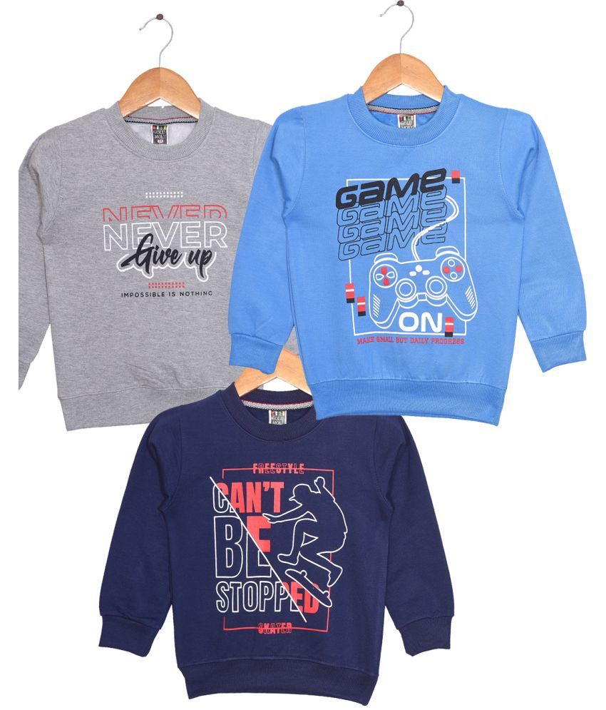     			Golu Molu Blue Cotton Blend Boys Sweatshirt ( Pack of 3 )