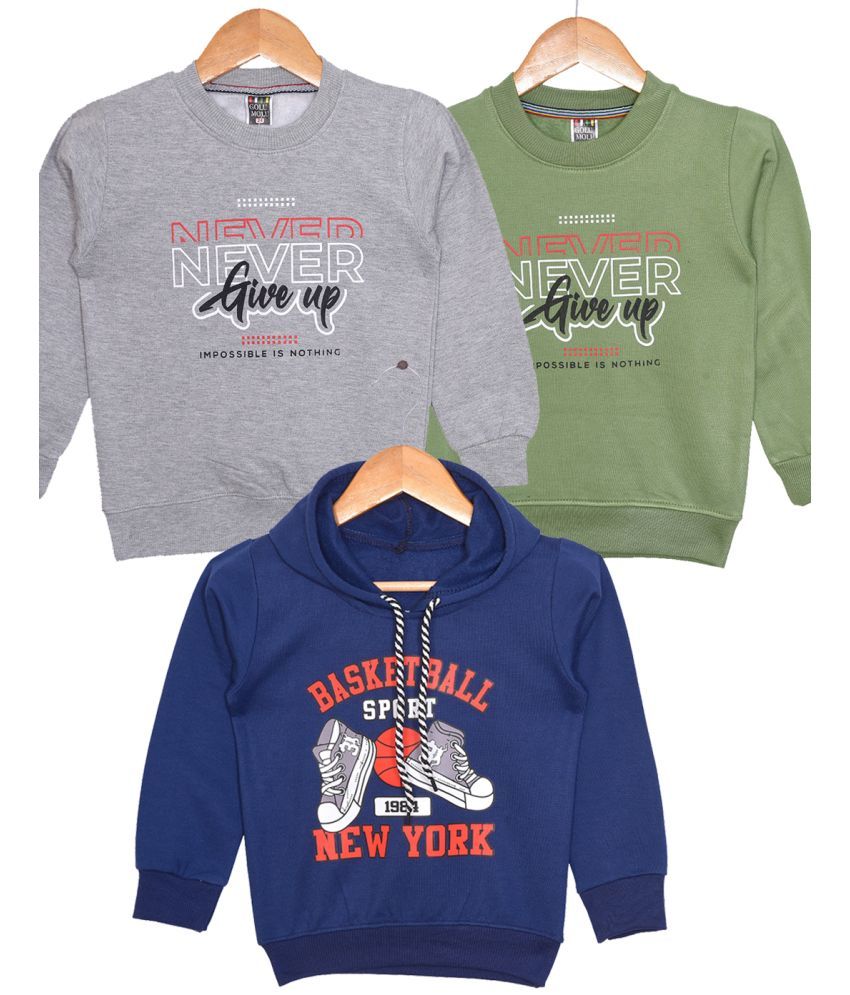     			Golu Molu Green Cotton Blend Boys Sweatshirt ( Pack of 3 )