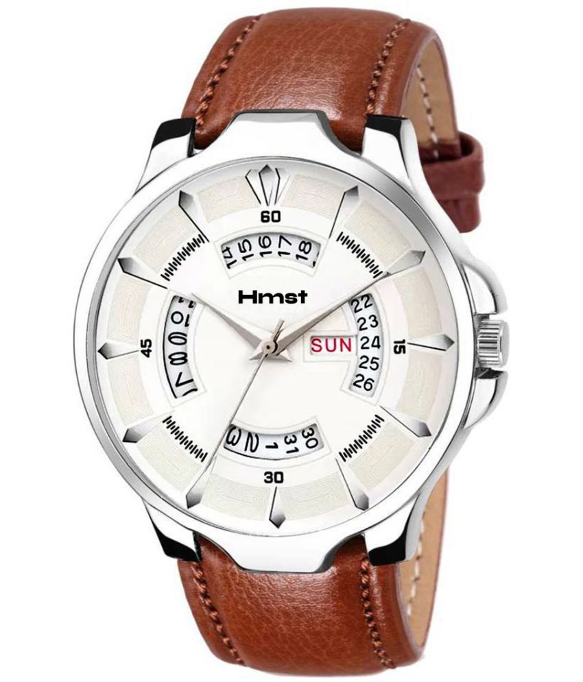 HMST Brown Leather Analog Men's Watch