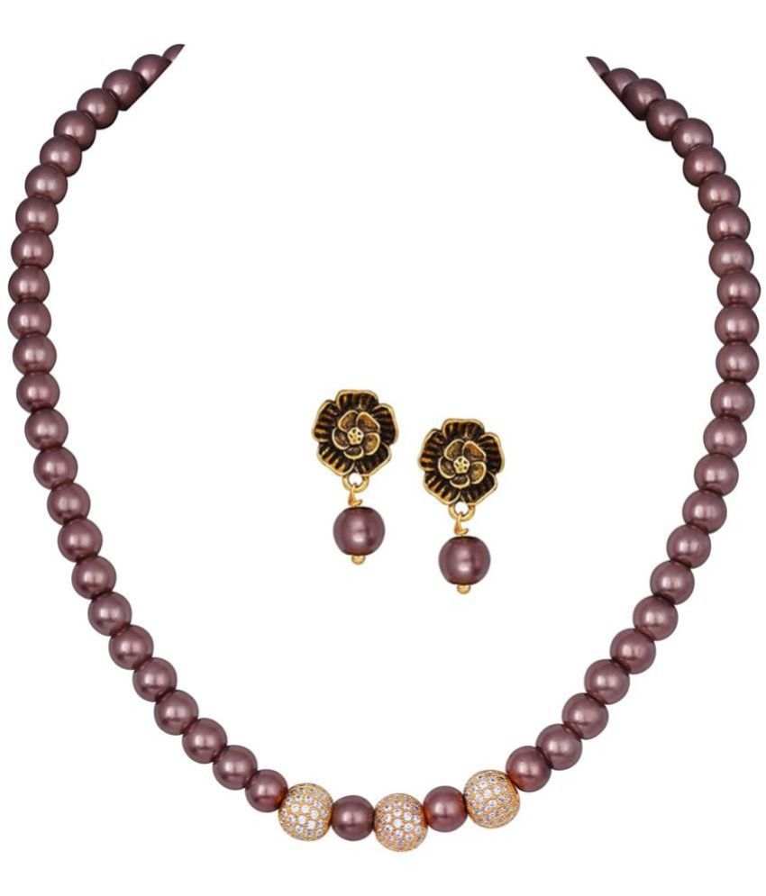     			JFL Purple Copper Necklace Set ( Pack of 1 )