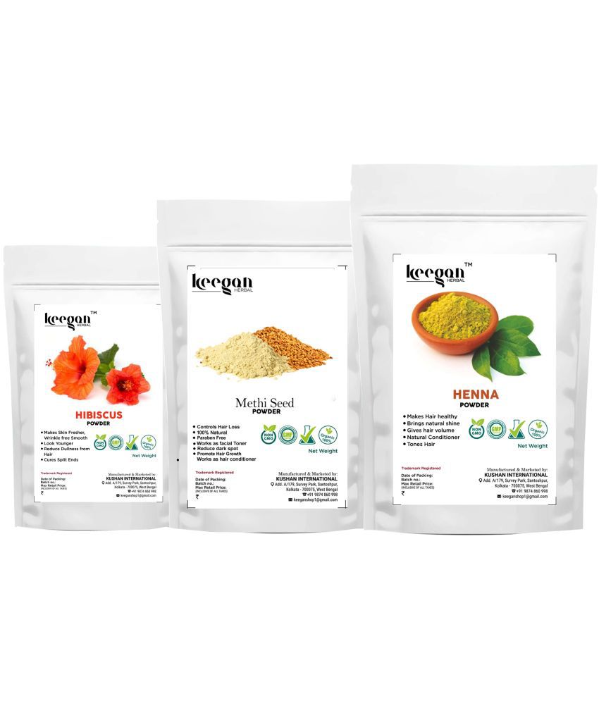     			Keegan Methi,Hibiscus,Henna  For Hair Loose Powder Medium Pack of 3 300 g