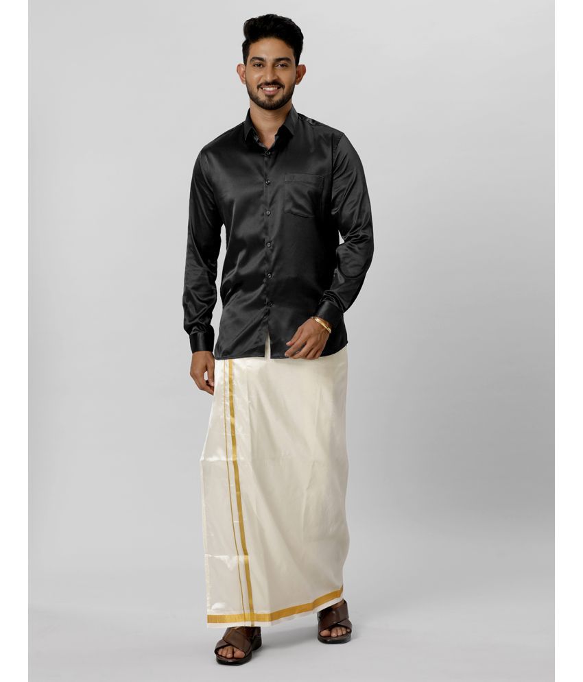     			Ramraj cotton Black Polyester Slim Fit Men's Dhoti Shirt Set ( Pack of 1 )