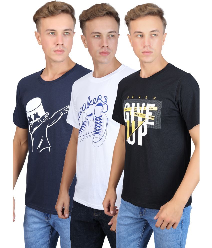     			Supersquad 100% Cotton Regular Fit Printed Half Sleeves Men's T-Shirt - Multicolor ( Pack of 3 )