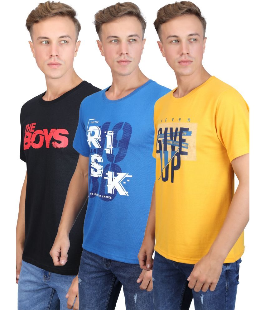     			Supersquad 100% Cotton Regular Fit Printed Half Sleeves Men's T-Shirt - Multicolor ( Pack of 3 )