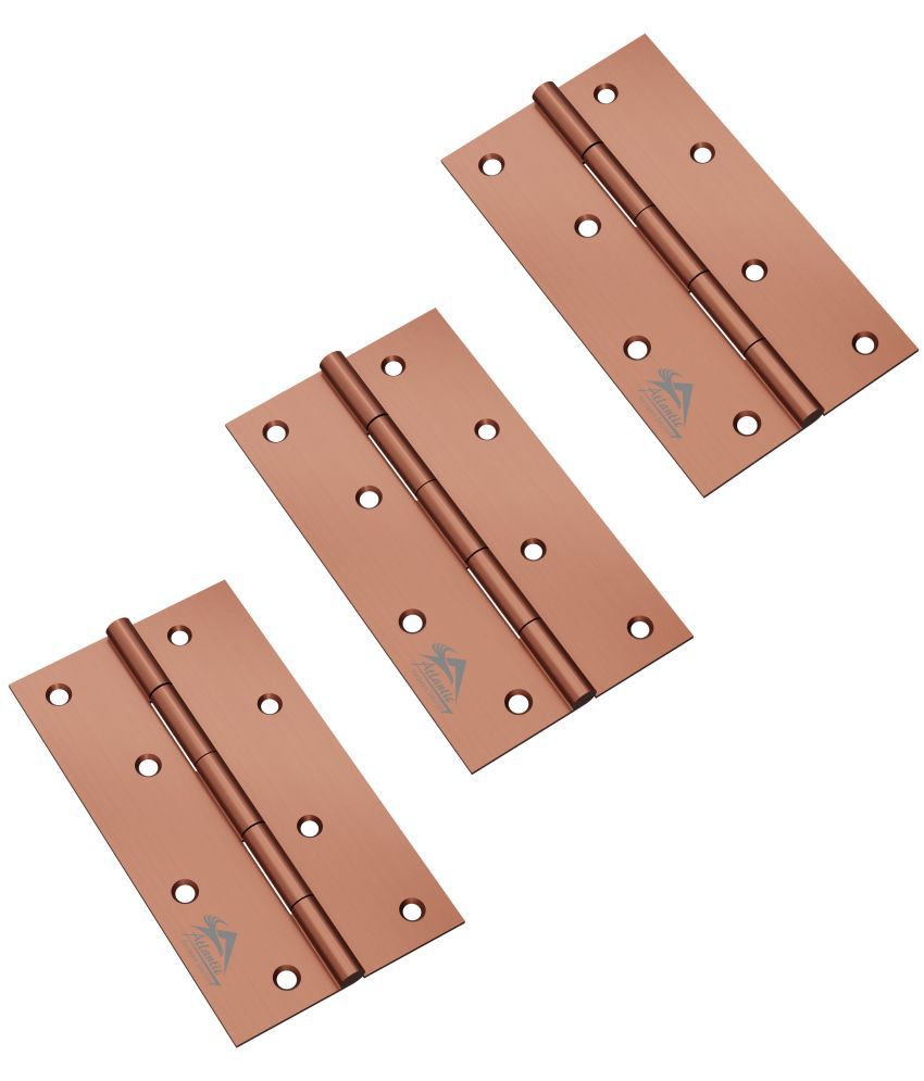     			Atlantic Door Butt Hinges 5 Inch x 12 Gauge/2.5 MM Thickness, Premium Stainless Steel Welded Head, Rose Gold Finish, Pack of 3 Pcs