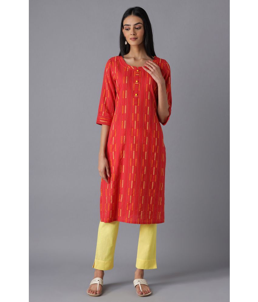     			Aurelia Cotton Printed Straight Women's Kurti - Red ( Pack of 1 )