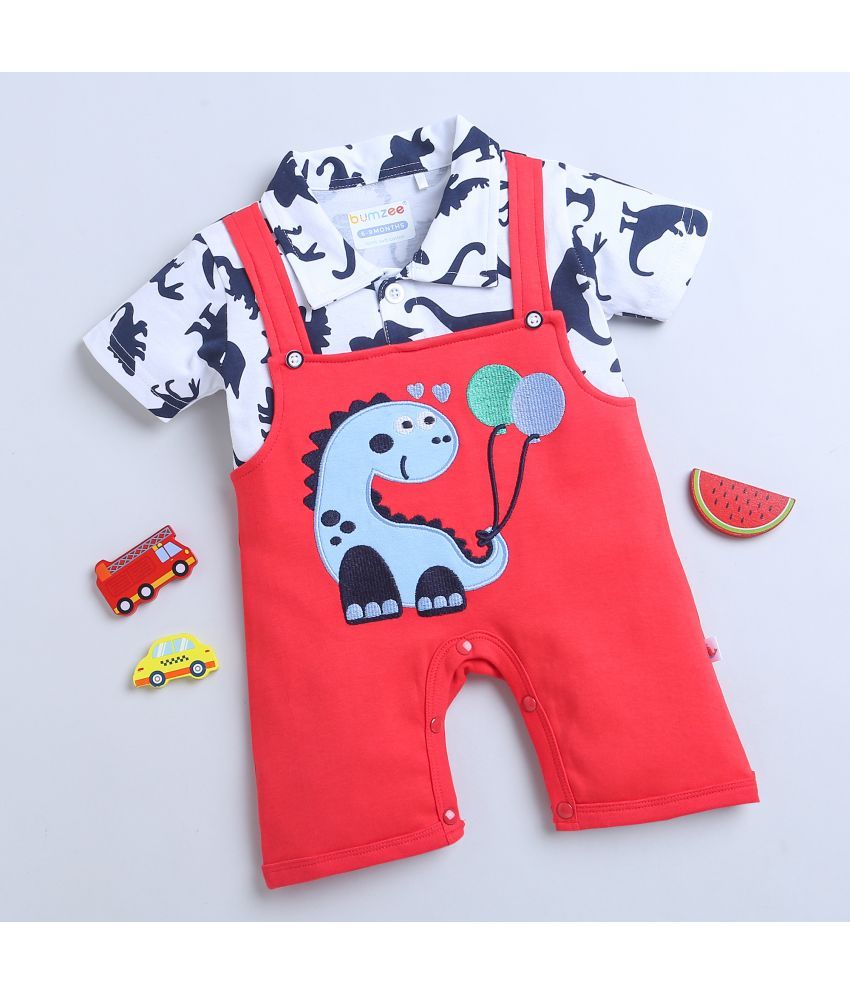     			BUMZEE Red Cotton Rompers For Baby Boy ( Pack of 1 )