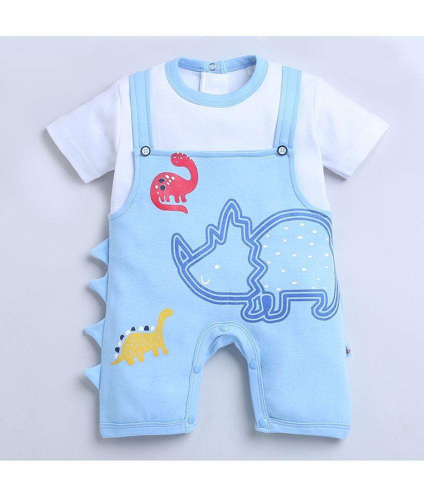     			BUMZEE Sky Blue Cotton Rompers For Baby Boy ( Pack of 1 )