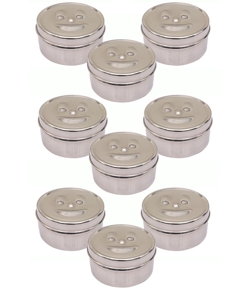     			HOMETALES Stainless Steel Kitchen Smiley Containers/Tiffin/Lunch Box,350ml each (9U)