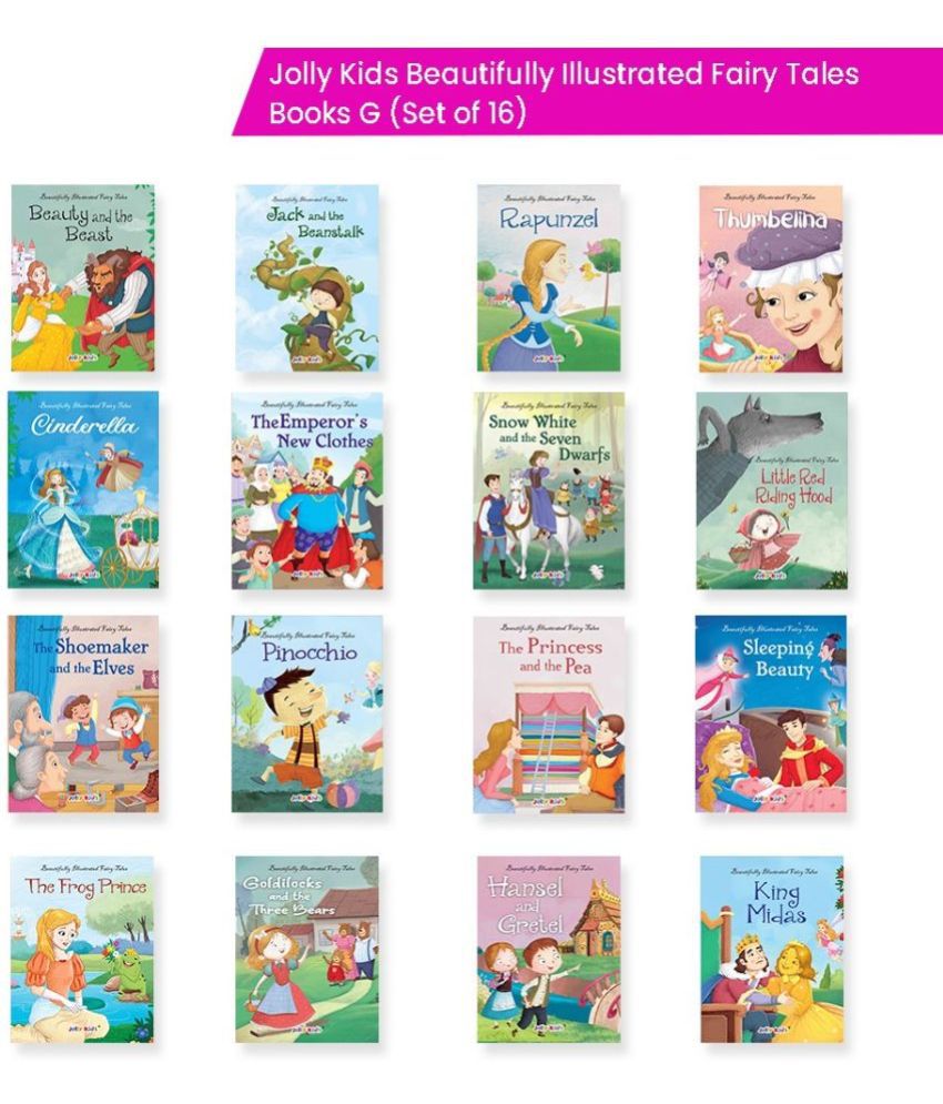     			Jolly Kids Beautifully Illustrated Fairy Tales Books G Set of 16 For Kids Ages 3-8 Years| Combo Storytelling Books