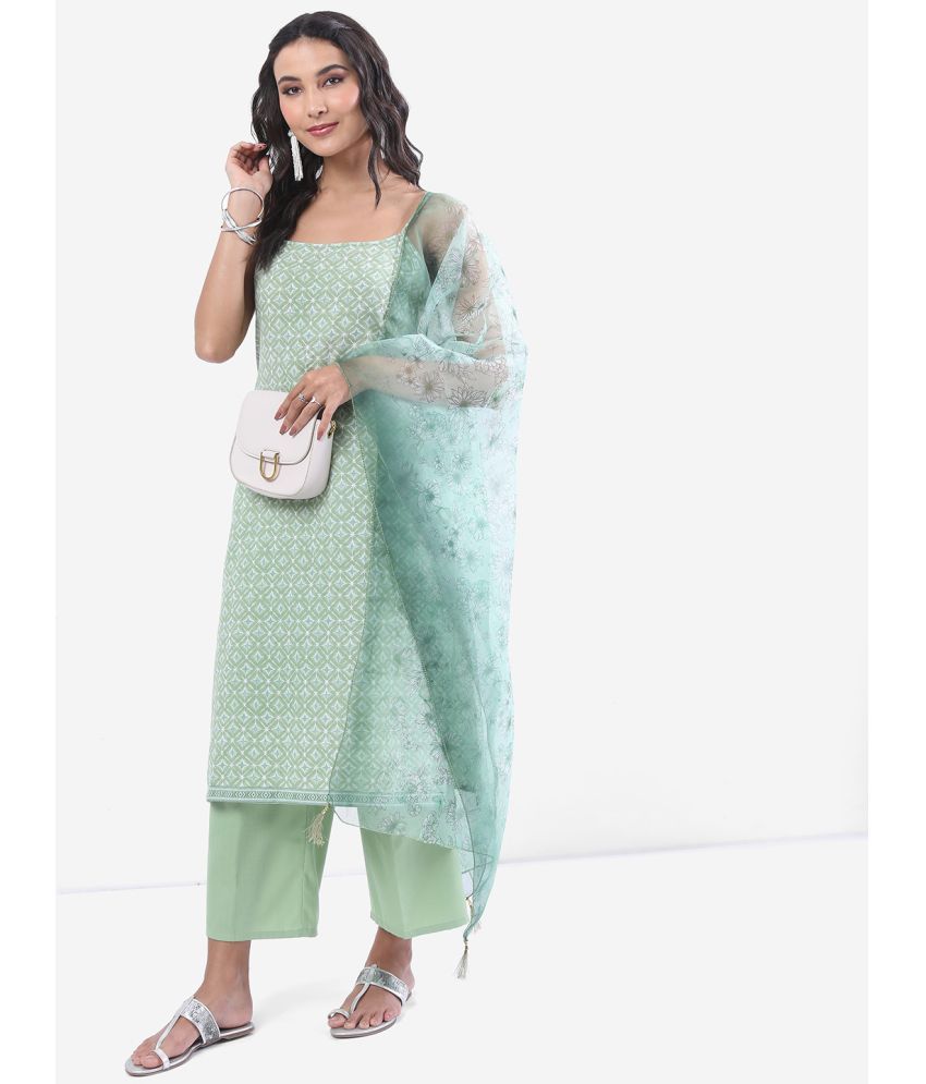     			Ketch Polyester Printed Kurti With Palazzo Women's Stitched Salwar Suit - Green ( Pack of 1 )