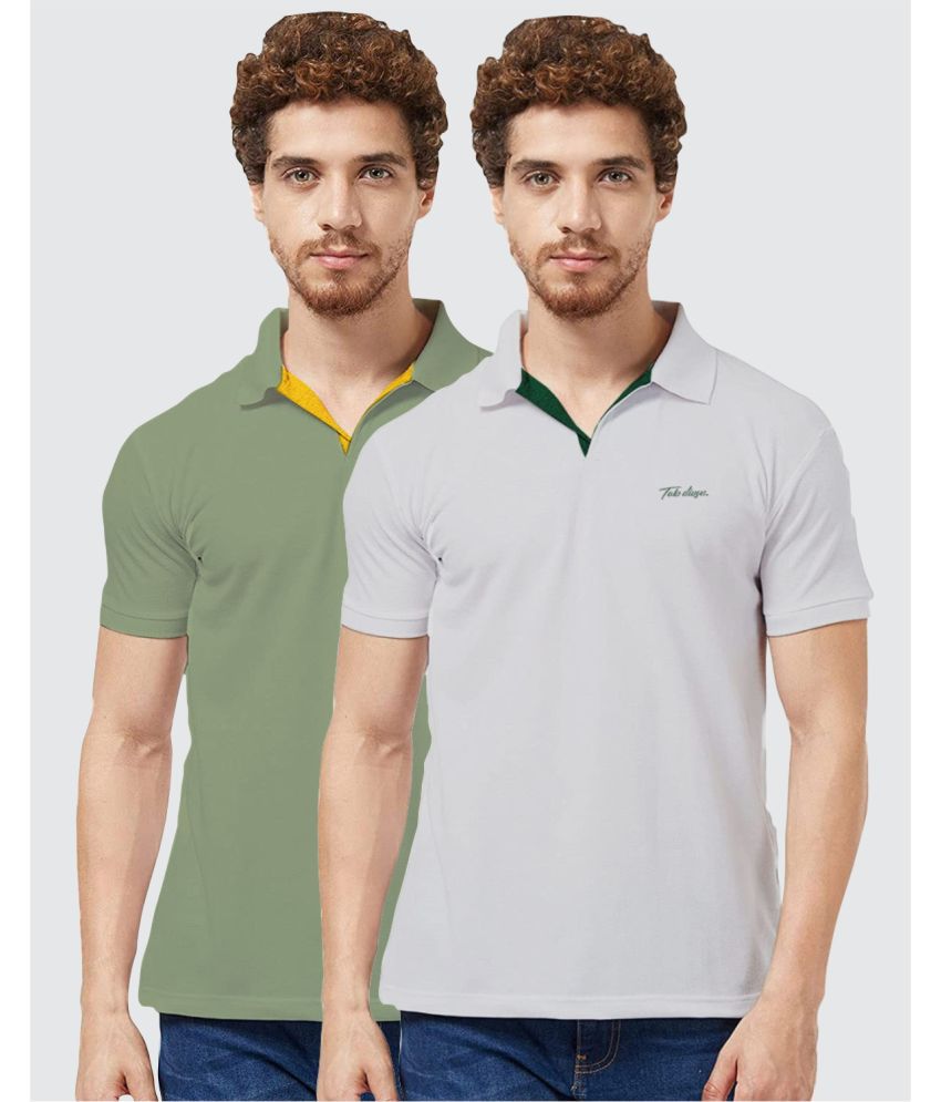     			TAB91 Cotton Regular Fit Solid Half Sleeves Men's Polo T Shirt - Sea Green ( Pack of 2 )