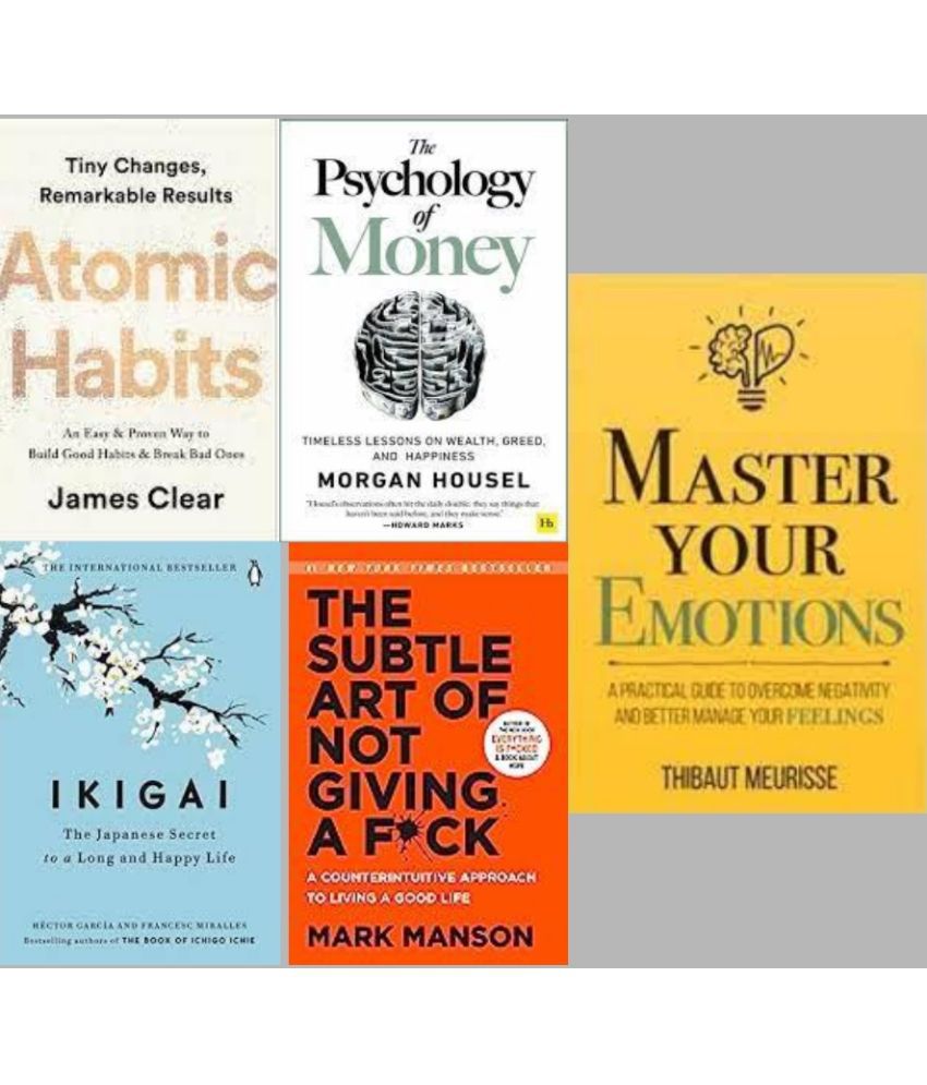     			The Psychology Of Money+Ikigai+The Subtle Art Of Not Giving+Atomic Habits + Master Your Emotion