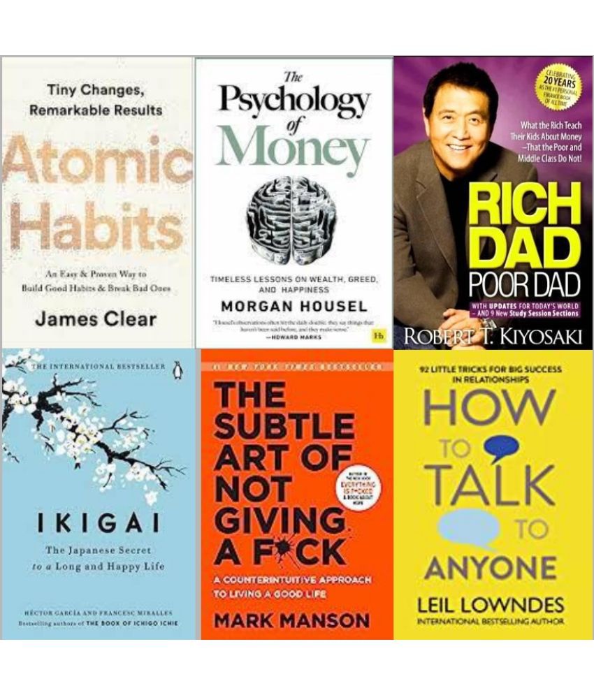     			The Psychology Of Money+Ikigai+The Subtle Art Of Not Giving+Atomic Habits + Rich Dad Poor Dad + How To Talk Any One