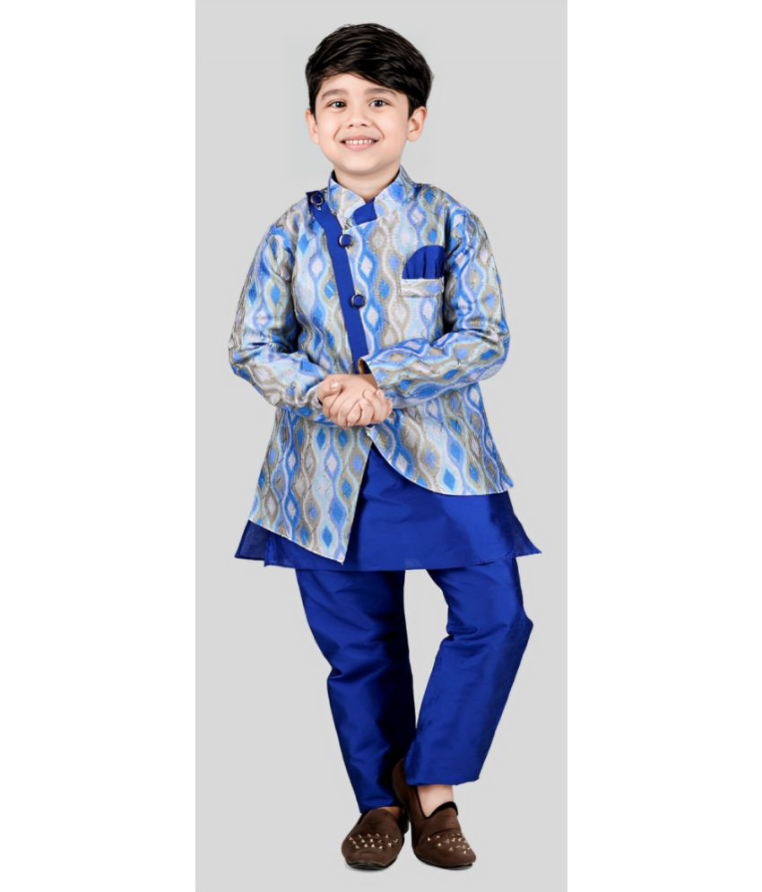     			s muktar garments Blue Cotton Blend Boys Kurta Sets ( Pack of 1 )