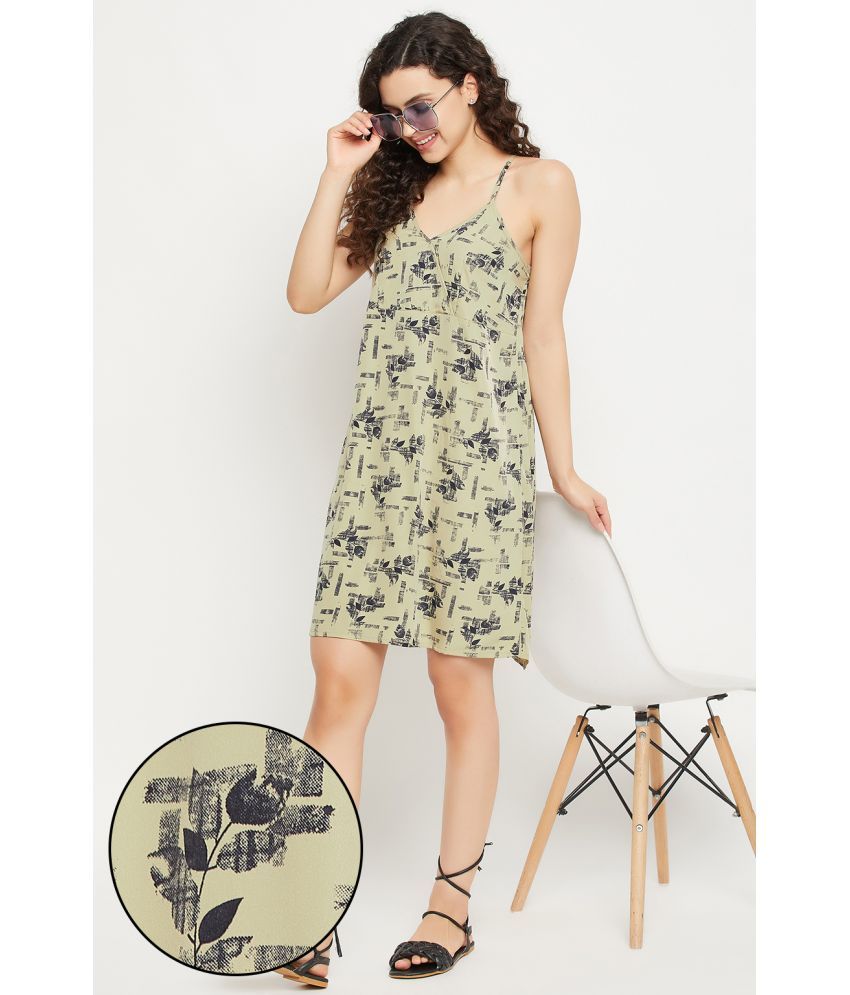     			Clovia Crepe Green Beach Dresses - Single