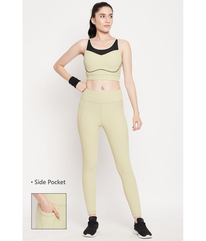     			Clovia Green Polyester Solid Tights - Single