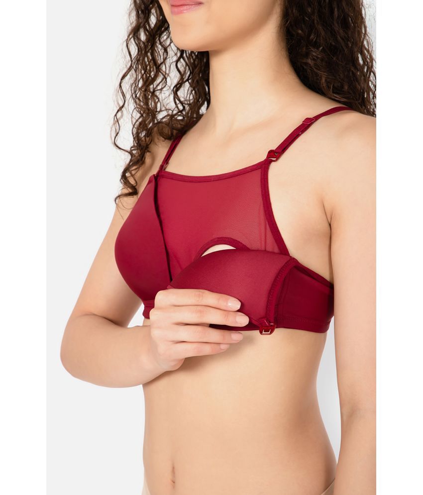     			Clovia Maroon Nylon Non Padded Women's Everyday Bra ( Pack of 1 )