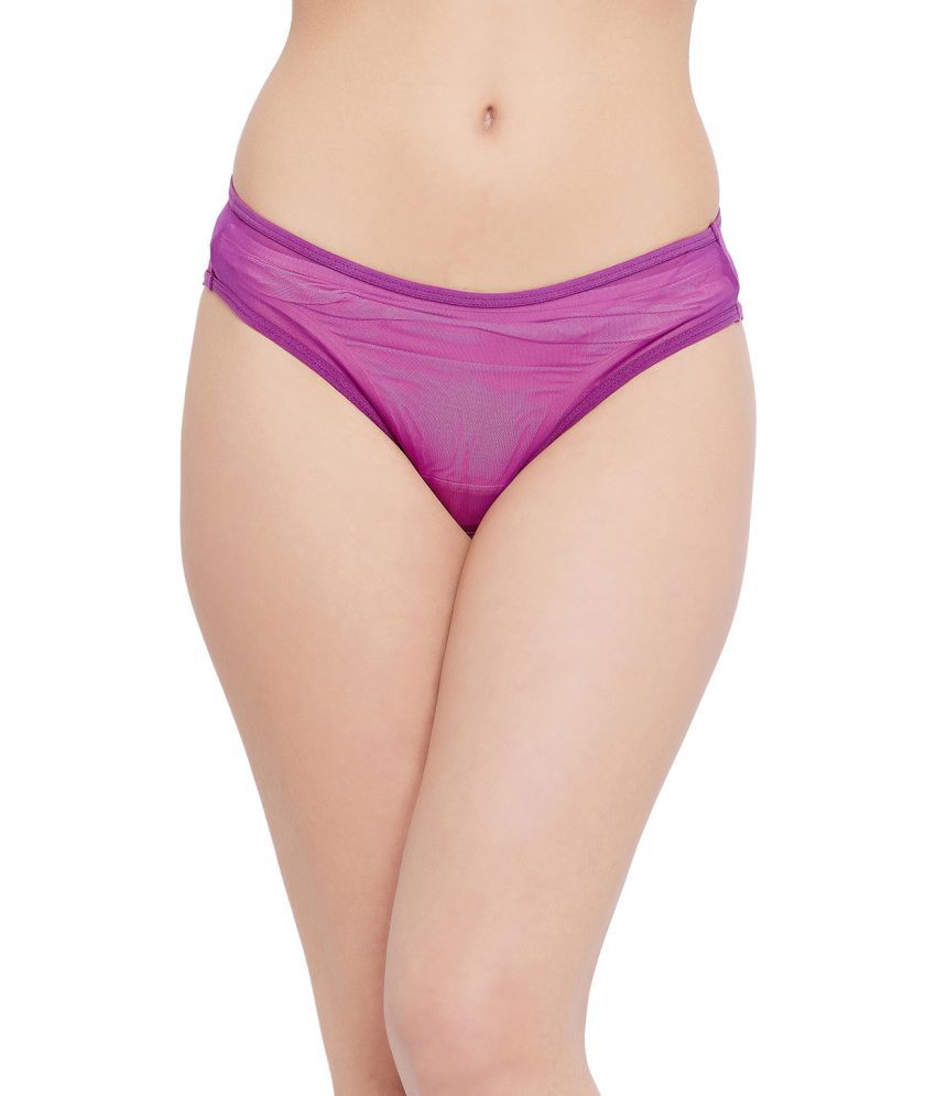     			Clovia Purple Lace Solid Women's Thongs ( Pack of 1 )