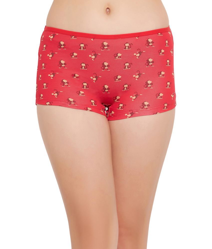     			Clovia Red Cotton Printed Women's Boy Shorts ( Pack of 1 )