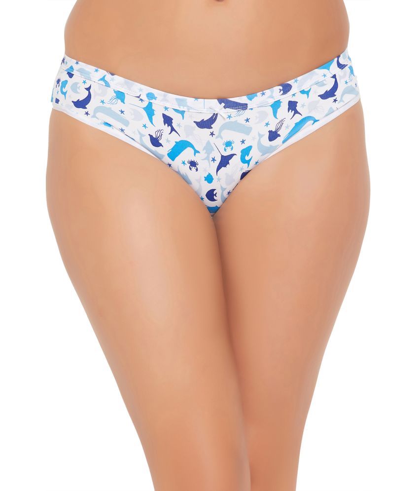     			Clovia Cotton Printed Women's Bikini ( White )