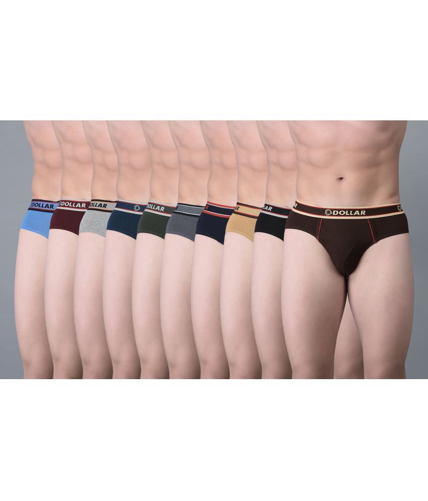     			Pack of 10 Dollar Bigboss Assorted Solid Cotton Blend Men Brief