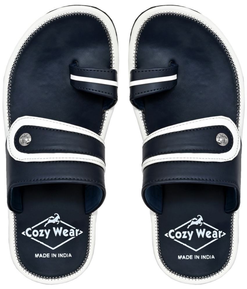     			Cozy Wear Navy Men's Leather Slipper