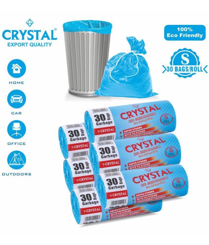     			Crystal Oxo Biodegradable Blue Garbage Bags (17 x 19 inch, Small) Pack of 6 (30 pieces each)