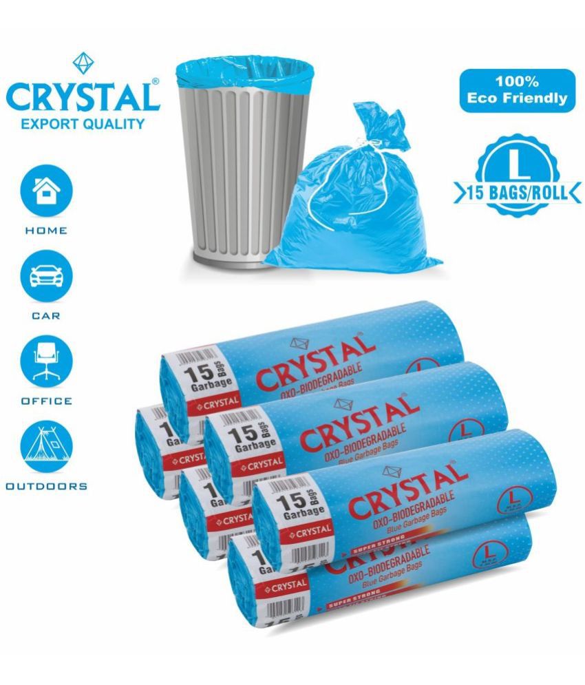     			Crystal Oxo Biodegradable Blue Garbage Bags (24 x 32 inch, Large) Pack of 6 (15 pieces each)