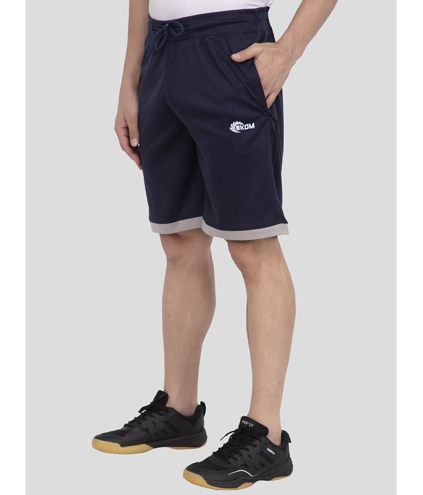     			EKOM Navy Blue Blended Men's Shorts ( Pack of 1 )