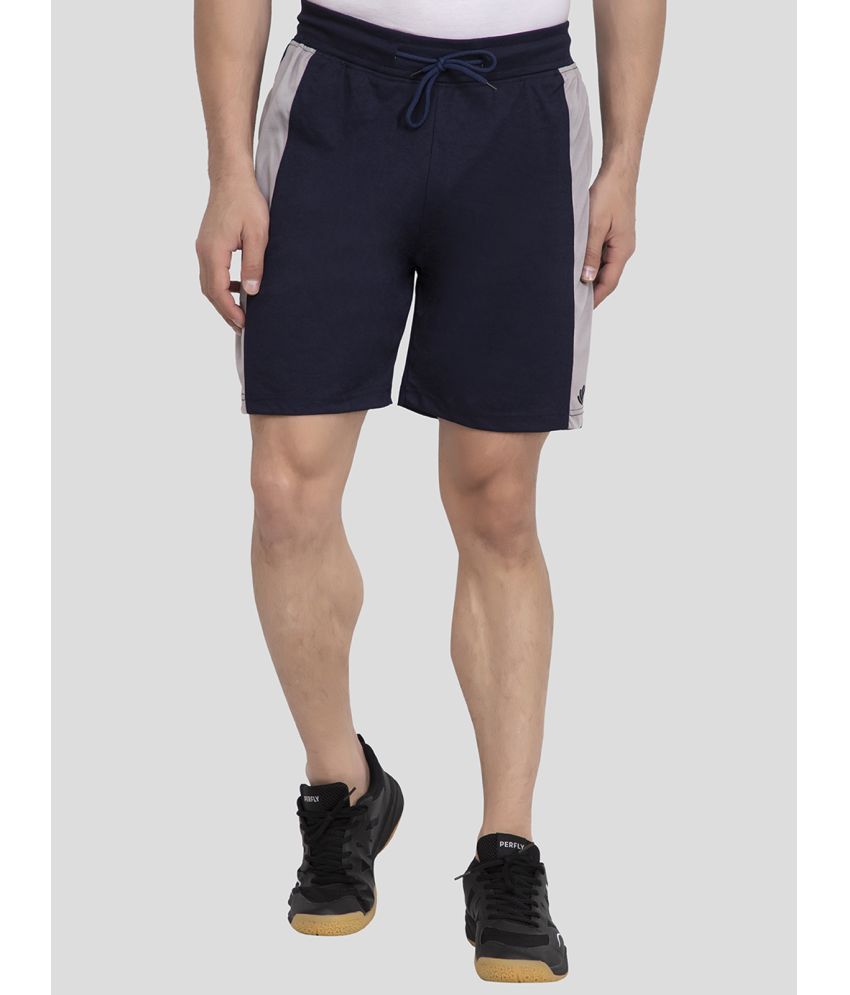     			EKOM Navy Blue Blended Men's Shorts ( Pack of 1 )