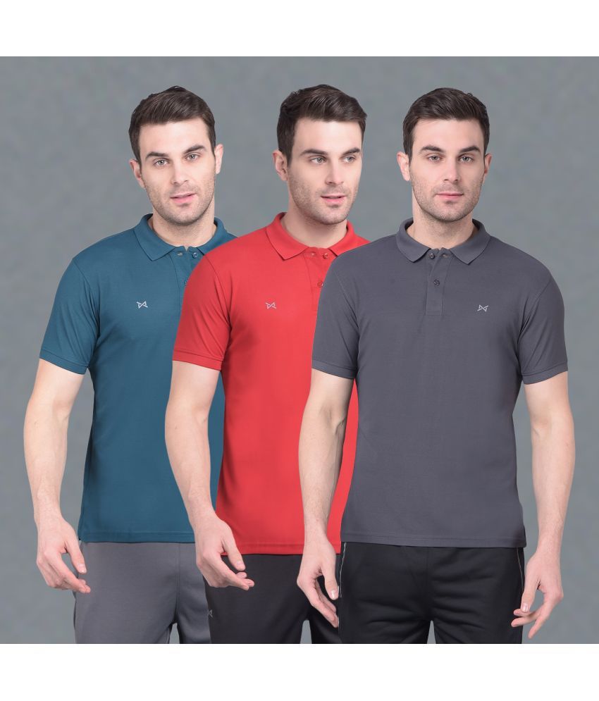     			Force NXT Multi Polyester Regular Fit Men's Sports Polo T-Shirt ( Pack of 3 )