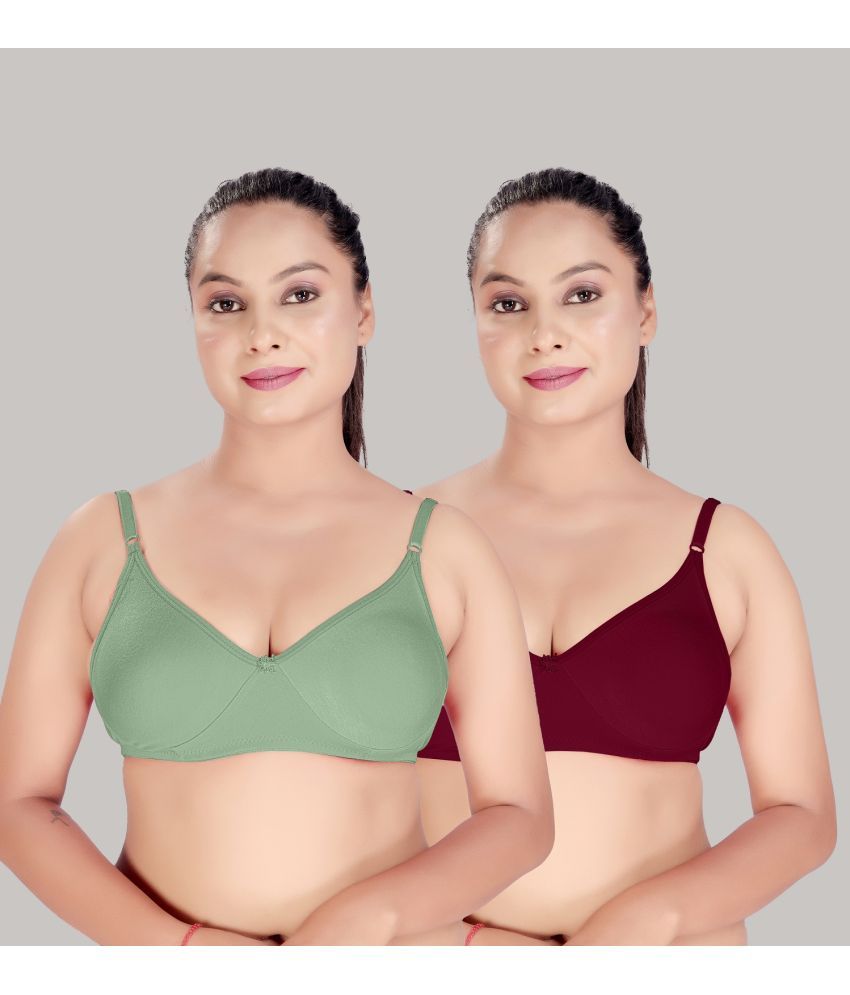     			HAYA Pack of 2 Cotton Non Padded Women's Push Up Bra ( Multicolor )