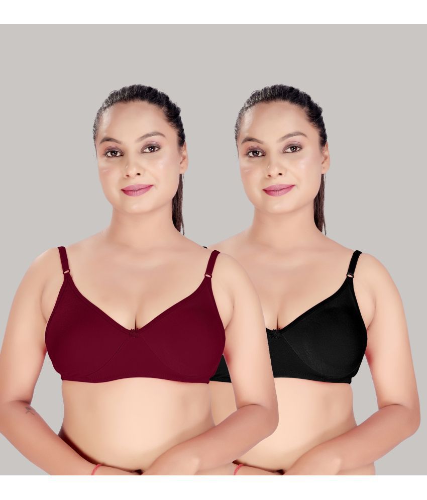     			HAYA Multicolor Cotton Non Padded Women's Push Up Bra ( Pack of 2 )