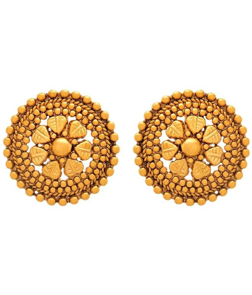     			JFL - Jewellery For Less Gold Stud Earrings ( Pack of 1 )