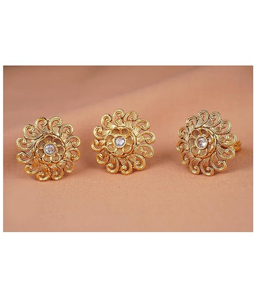     			JFL - Jewellery For Less Gold Stud Earrings ( Pack of 1 )