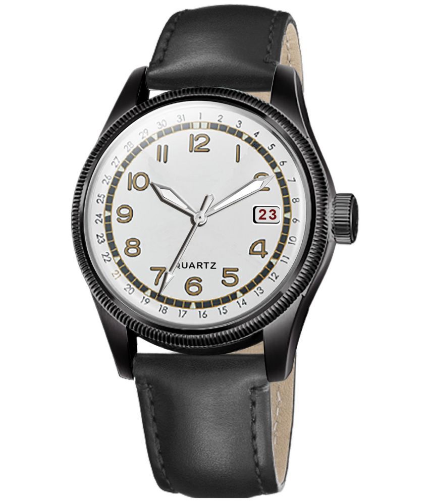     			Newman Black Leather Analog Men's Watch