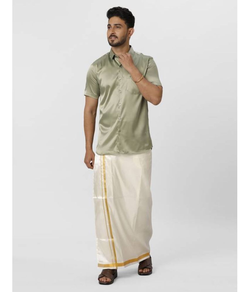     			Ramraj cotton Green Polyester Slim Fit Men's Dhoti Kurta Set ( Pack of 1 )