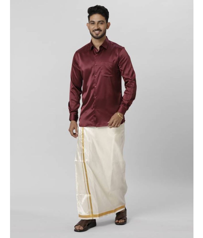     			Ramraj cotton Maroon Polyester Slim Fit Men's Dhoti Shirt Set ( Pack of 1 )