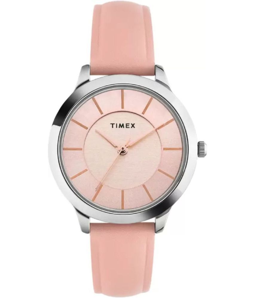     			Timex Pink Leather Analog Womens Watch