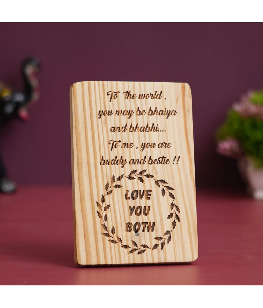     			eCraftIndia Brown Love You Both Wooden Showpiece Gift