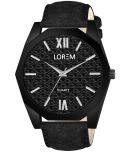 Lorem Black Leather Analog Men's Watch