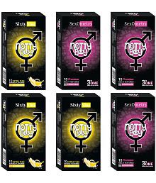 NottyBoy 3 IN 1, Dotted, Ribbed, Contour, Ultra Thin &amp; Banana Flavoured Condoms For Men - 60 Units