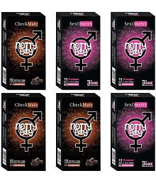 NottyBoy Chocolate Flavour and 3 IN 1, Dotted, Ribbed, Contour, Ultra Thin Condoms For Men - 60 Units