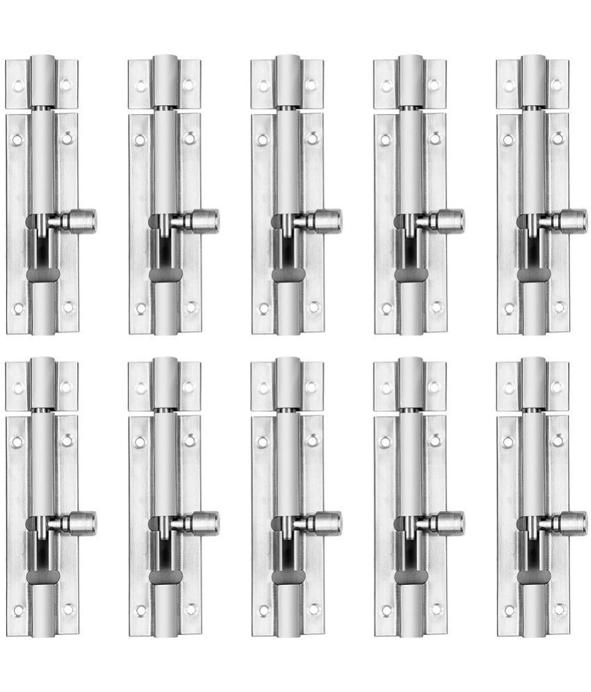     			Atlantic Morden Plain Tower bolt 4 inch (Stainless Steel, Two Tone Silver, Pack of 10 Piece)
