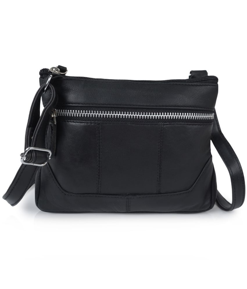     			CIMONI Black Pure Leather Sling Bag