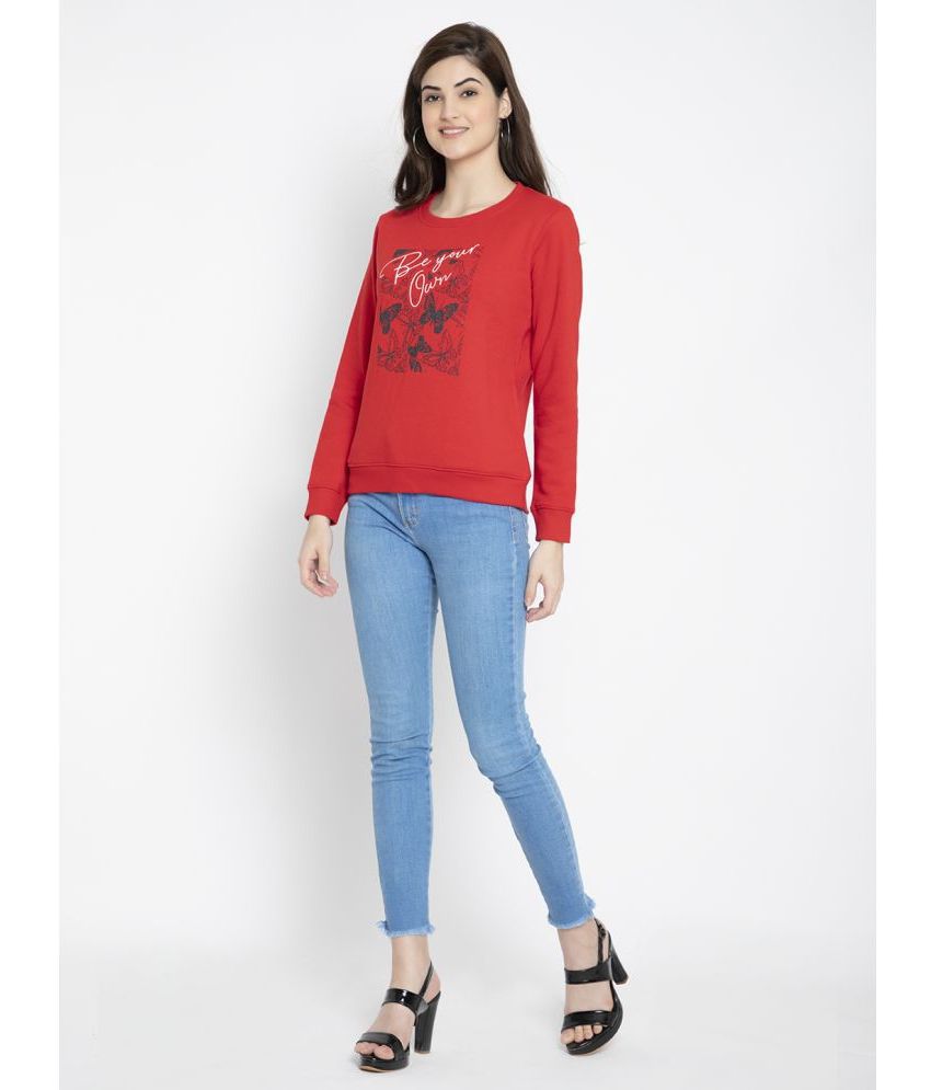     			Flosberry Fleece Women's Non Hooded Sweatshirt ( Red )