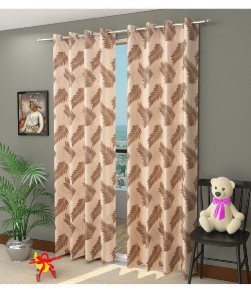     			Homefab India Nature Semi-Transparent Eyelet Curtain 5 ft ( Pack of 2 ) - Brown