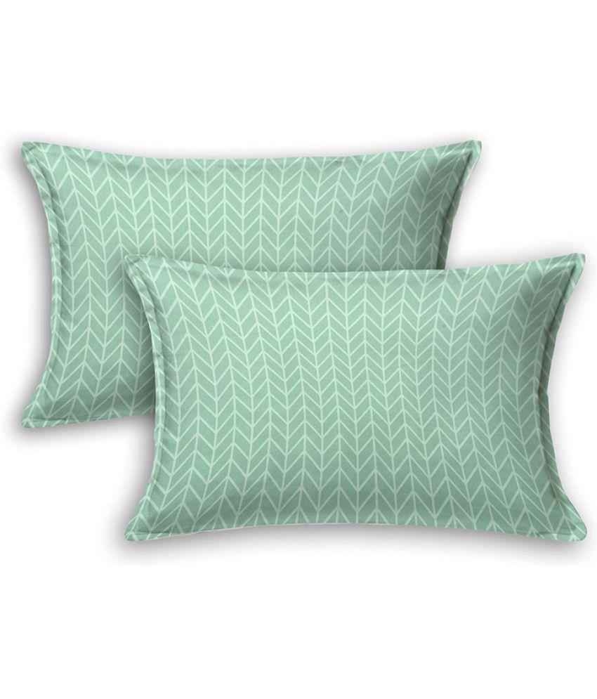     			JBTC - Pack of 2 Cotton Floral Regular Pillow Cover ( 71.12 cm(28) x 45.72 cm(18) ) - Green